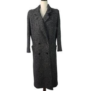 Saxton Hall Black White Pink Vintage Wool Tweed Full Length Lined Coat 5 / 6